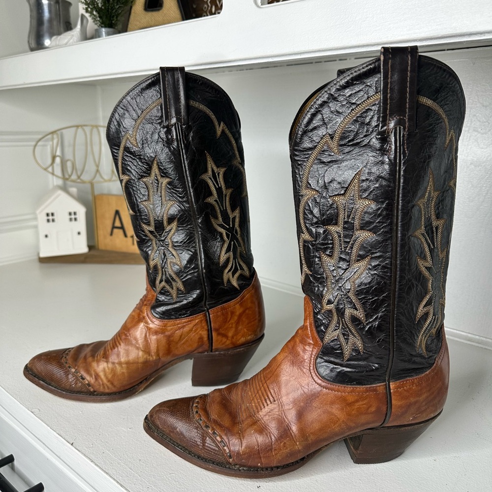 Tony Lama Two-Tone Heeled Boots